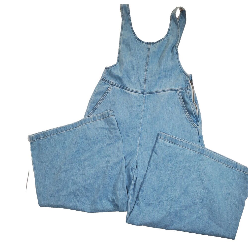 Marine Layer Women Denim Wide Leg Jumpsuit Overalls Size Small Light Wash Layla - Picture 5 of 14